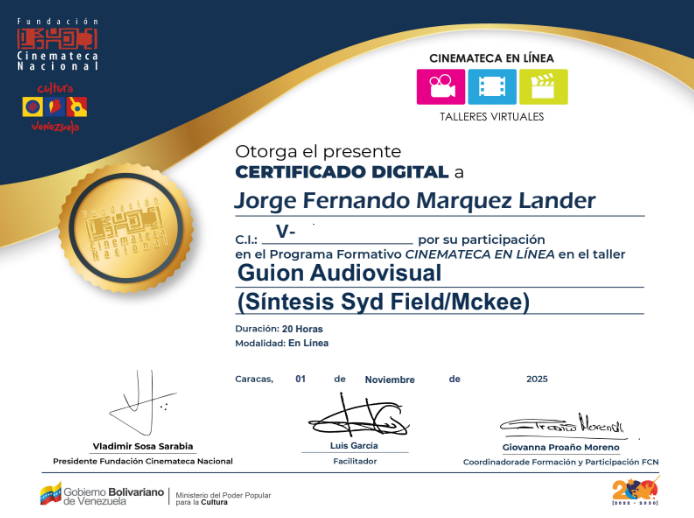 Taller: Guión Audiovisual (Síntesis Syd Field/Mckee)